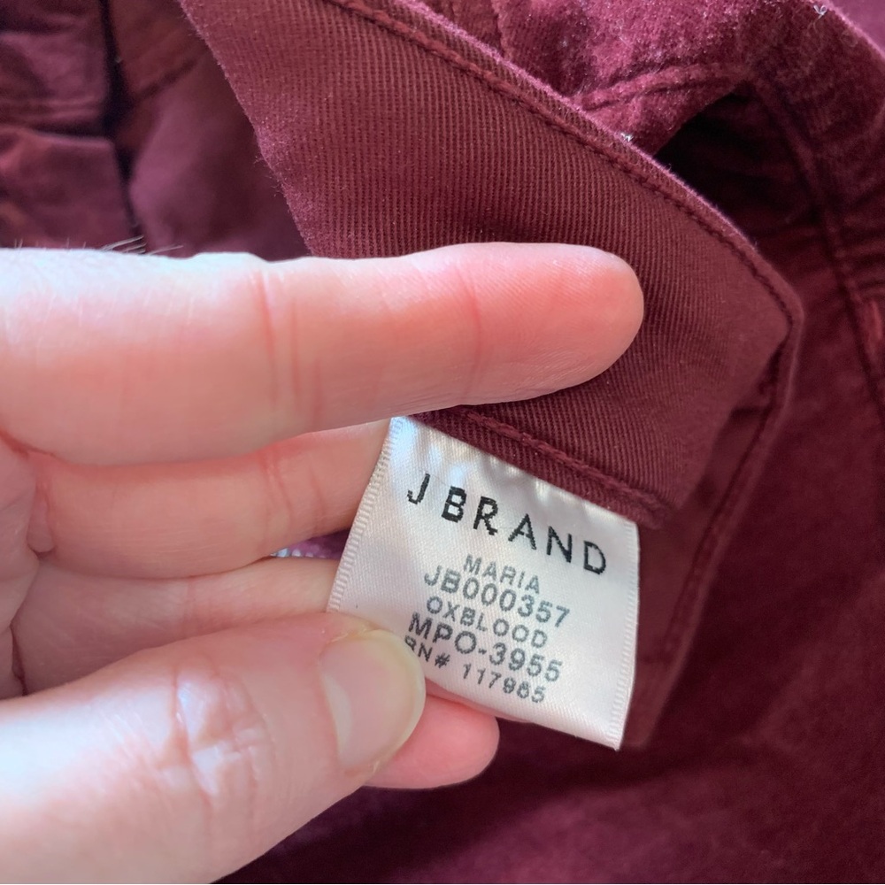 J Brand Maria Velvet Skinny Jeans in Oxblood sz 25 - Picture 5 of 7